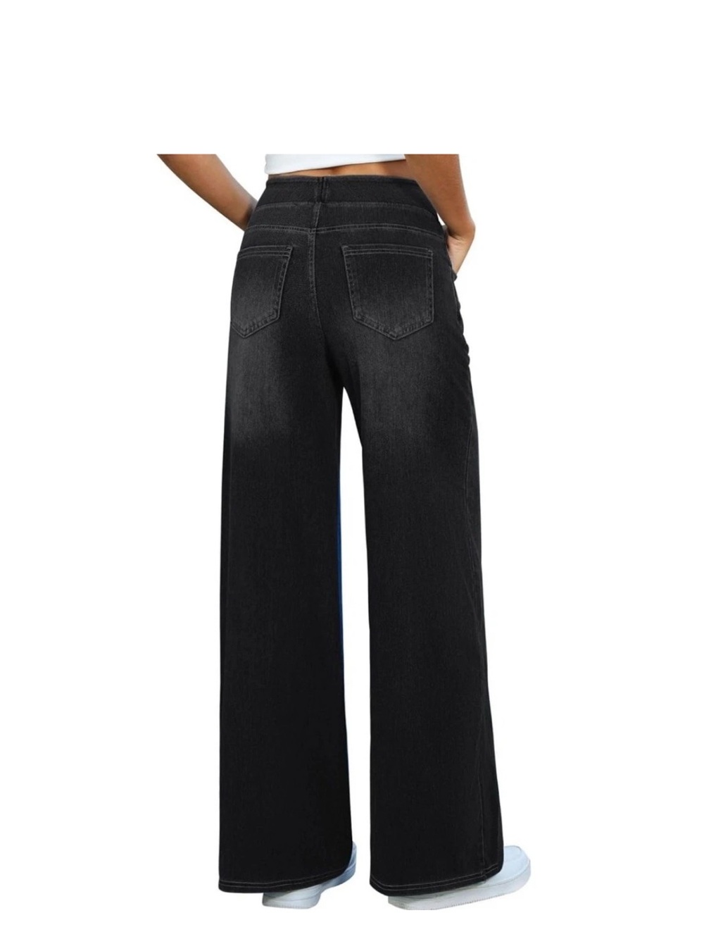 Halara Wide Leg Black Women's Jeans with Elastic Waist - Picture 2 of 8